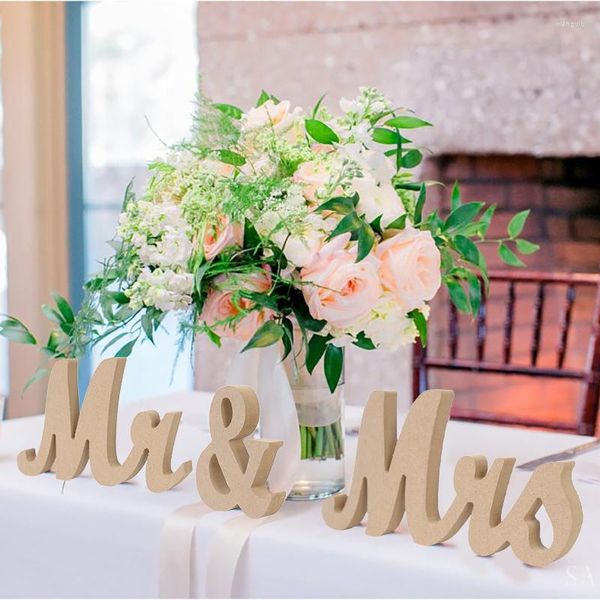 Décoration de fête mariage Mr Mrs lettres en bois signe ornements pour maison mariée chérie Table décor cadeau fournitures 8z