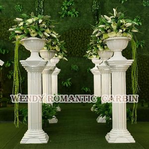 Piliers romains en plastique de décoration de fête de mariage + Pots de fleurs allée route mène la colonne