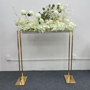 Decoración de fiesta, accesorios de boda, arco chapado en oro, salón de baile, cumpleaños, mesa principal, estante de flores