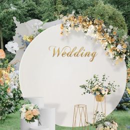 Party Decoratie Wedding Ronde Arch Cover Achtergrond Fabric voor verjaardag PO Doek 6ft 6.5ft 7.2ft 7.5ft Witte kleur