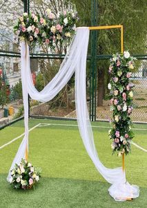 Décoration de fête de mariage carré arc événement accessoires en métal stade de fond de fond décoratif fleurs artificielles rack balloon6778245