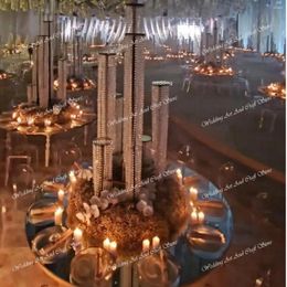 Party Decoration Table de mariage Table Chandelier Piette centrale Black Crystal Candelabara Couper Colgands Candlers