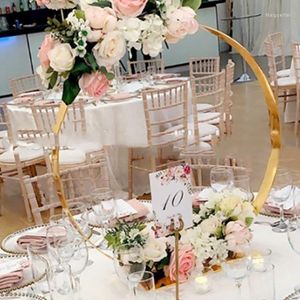 Décoration de fête mariage table or support métal fleur ballon pièce maîtresse anneau cerceau Yudao1995