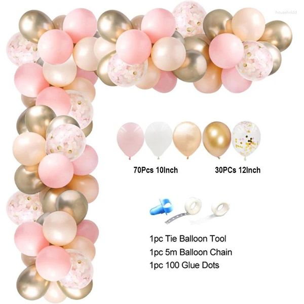 Decoración de fiesta Blanco Cromo Oro 1er Cumpleaños Globo Guirnalda Arco Kit Globos de Látex Conjunto Boda Nupcial Baby Shower Decoración para niños