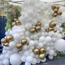 Party Decoration White Gol Balloons Garland Metal Latex Graduation Graduation Kid Birthday Baby Shower Gender Reveal Wedding