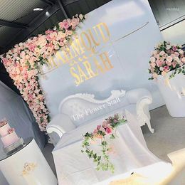Décoration de fête blanc mental rond cylindre affichage piédestal socle en plexiglas pour les événements de mariage Yudao218