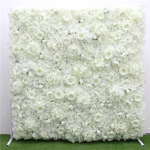 Decoración de fiesta Rosa blanca Flores artificiales Pared para el hogar Cumpleaños Telón de fondo Aniversario Celebración Boda personalizada