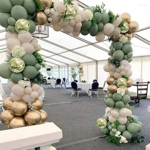 Decoración de fiestas Kit de globo de arena blanca de oro verde Confeti Baloons Garland Garland Happy Birthday Baby Shower Anniversary Anniversary