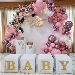 Décoration de fête Blanc Carré Stéréoscopique Baby Shower Box Garçon Fille Mariage 1er Anniversaire Enfants BabyShower Ballon Transparent