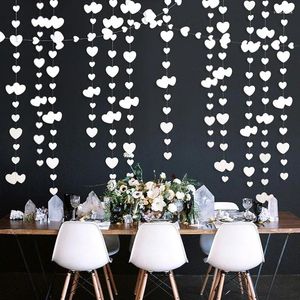 Party Decoration White Valentines Day Heart Garland Decor anniversaire Amour Love Hanging Paper Streamer Banner pour le mariage Bachelorette Supplies
