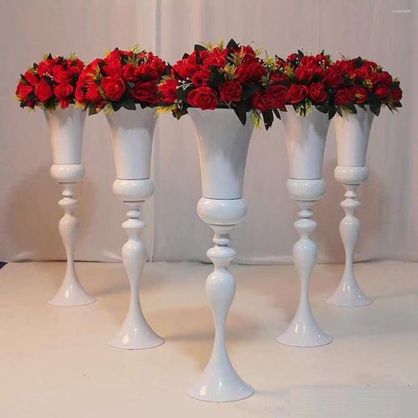 Décoration de fête Centres de table de mariage blanc Vase en métal pour décorations d'événements Centre de table Fleur Stand Or Argent Noir 418