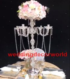 Décoration de fête entière Mode élégante Grande table en cristal Top Centres de lustre pour les mariages décor001554194178