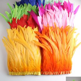 Décoration de fête en gros 10 yards 10-12 pouces de largeur queue de coq garniture de plumes garniture de coque pour l'artisanat robe jupe costumes plumes ot3zk