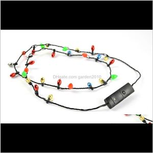 Party Decoration Wholesale 8 Lights Lighting Led Necklace Necklaces Flashing Beaded Light Toys Christmas Gift Fedex S1J8X Rvsd9