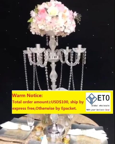 Decoración de fiesta Venta al por mayor moda elegante Grandes centros de mesa de araña de cristal para bodas