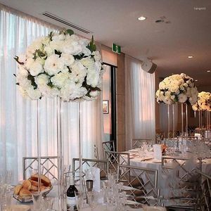Décoration de fête en gros sol Vase clair fleur Table pièce maîtresse mariage moderne Vintage Floral Stand colonnes mariage