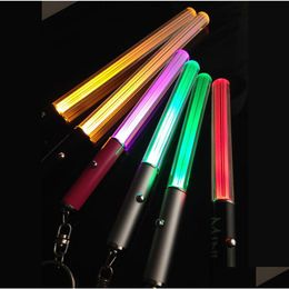 Décoration De Fête En Gros Led Lampe De Poche Bâton Porte-clés Mini Torche En Aluminium Porte-clés Anneau Durable Glow Pen Baguette Magique Sabre Laser L Dhxle