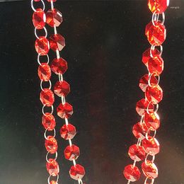 Decoración de fiestas Precio al por mayor 50m/Lote Red Crystal Octágono Octágono Beads en 2 hoyos Garlands de bricolaje hilos para decoraciones de vacaciones de boda