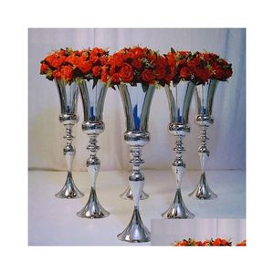 Décoration de fête en gros Sier support de fleur en métal pour centres de table et vase floral d'événement 335Daotude Drop Delivery Home Garden F Otimt
