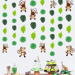 Décoration de fête sauvage une jungle safari décorations d'anniversaire de singe des feuilles de palmier coupées garales singes suspendus