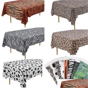 Feestdecoratie Wildparty Jungle Safari Tafelkleed - Waterbestendig Dierenprint Er Voor Verjaardagen Babyborrels Meer 54 X108 Drop Lever Dhxuf