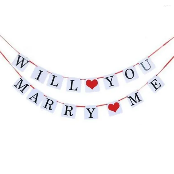 Decoración de fiesta ¿Te casarás conmigo? Corazón colgante Día de San Valentín Propuesta de matrimonio Festival Signo de boda Banners Banderas Cumpleaños