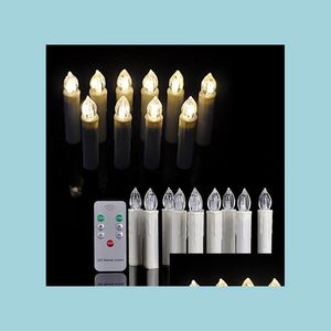 Fête Décoration Sans Fil Led Télécommande Bougies Lumières Arbre De Noël Décor À La Maison Bougie Éclairage Lampe Pâques Club Cire Taper Fes Dhab7