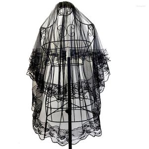 Décoration de fête femmes fille blanc noir mariage voile broderie Floral dentelle garniture Halloween Cosplay Costume épingle à cheveux peigne cheveux accessoires