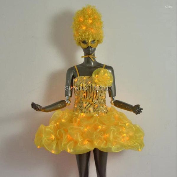 Décoration de fête Costume de danse Led pour femmes, robe de Ballet, jupe légère, Tutu jaune