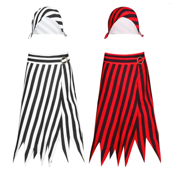 Party Decoration Womens Mens Halloween Pirate Stripe Costumes Set Head Scarf Chatf