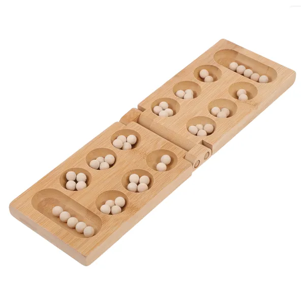 Tablero Mancala plegable de madera para decoración de fiestas, juego de ajedrez cerebral, juego Montessori de cuentas para preescolar