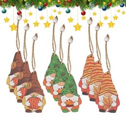 Décoration de fête en bois gnome arbre pendentif 9pcs ornements sans visage pendentifs pendants décorations de saison de la maison pour la gamme de cheminées à fenêtre