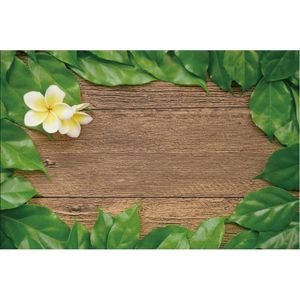 Décoration de fête planche de bois toile de fond feuille verte fleur jaune fond anniversaire bébé douche mariage Po stand Studio accessoires