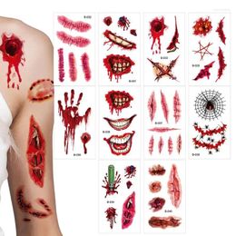 Feestdecoratie wond lichaam sticker Halloween nep littekens simulatie litteken tattoo bloed krassen make -up kit set sticker art props