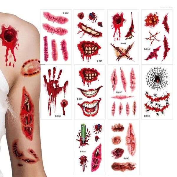 Party Decoration Body Body Sticker Halloween Fake Scars Simulation Scar Tattoo Blood Stratchs Makeup Kit Set Decal Art Accesstes