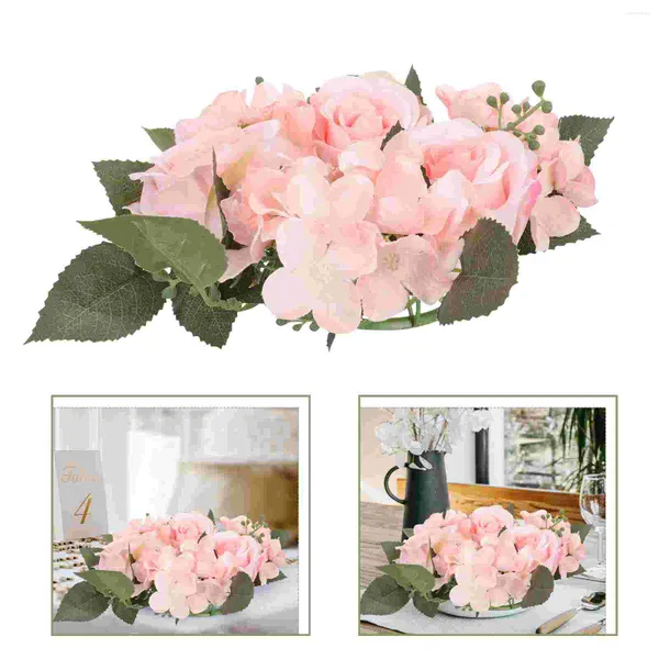 Décoration de fête Guirlande Rose Anneau Anneaux Fleur Fleurs De Mariage Roses Blanches Artificielle Floral Faux Mini Décor Serviette Pièce Maîtresse Eucalyptus
