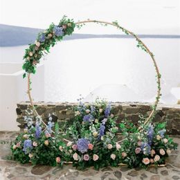 Feestdecoratie smeedijzeren ronde boog bruiloft achtergrond bloemen standaard buiten podium decor cirkel achtergrond frame