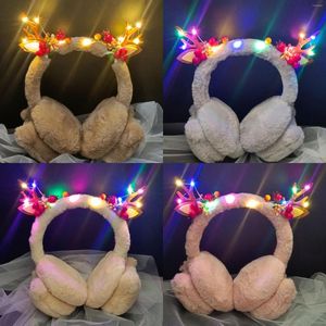 Décoration de fête XMA Light Clignotant LED Lumineux Elk Hair Band Doux En Peluche Hiver Chaud Cache-oreilles Protection Contre Le Froid En Plein Air Couverture D'oreille De Noël