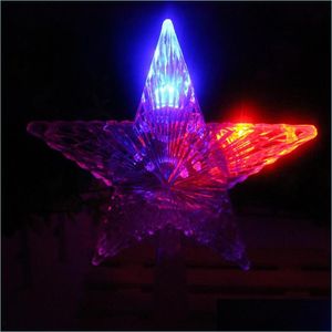 Decoración de fiesta de Navidad intermitente Led Star Light Christmas Tree Topper Decoraciones para el hogar Navidad Kerst Year Decor Battery Power Drop Dhfc6