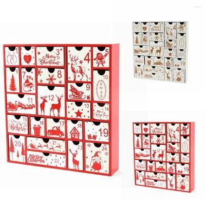 Décoration de fête YOUZI Calendrier de l'Avent en bois de Noël avec 24 tiroirs Compte à rebours pour ornement Cadeau de Noël pour les enfants