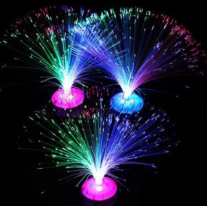 Decoraciones para fiestas Fibra óptica Lámpara Luz Vacaciones Boda Fibra óptica LED Festivo Navidad Colorido intermitente estrellado brillante gema flor de fibra