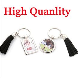 Fête bricolage sublimation blank keychain rond clés carrés pendentif créatif clé clef collection cadre photo cadeau de Noël