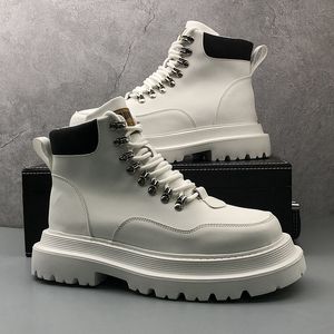 Feestjurk Europees stijl trouwschoenen herfst mode high-top ademende casual laarzen rond teen dikke bodem business 2695