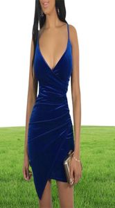 Feestjurk Vrouwen Sexy Fluwelen Bodycon Nachthemd Backless Vneck Midi Charme Onregelmatigheid Zoom Koningsblauw Elegante Dames Vest5021483