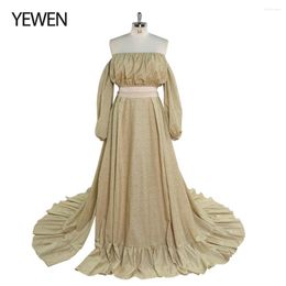 Robes de fête 2 pièces Set plage robe élégante au large de l'épaule imprimé floral tissu coton tissu femme yewen yewen