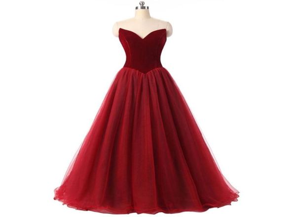 Robes de fête 2021 Prom de velours rouge foncé avec robe de bal chérie vrais vestidos de 15 anos3531889