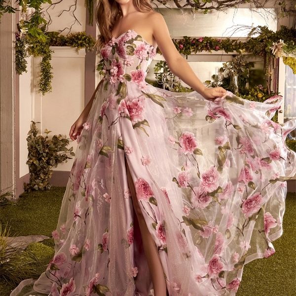 Vestidos de fiesta 2023 Princesa ALine Ball Organza de seda real Bordado floral 3D Sexy Elegante Tren de barrido fiesta Noche 230515