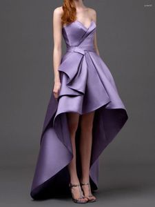 Robes de soirée 2023 violet robe de Cocktail en Satin sans manches haut bas chérie robe de bal simplement élégant princesse Homecoming Club