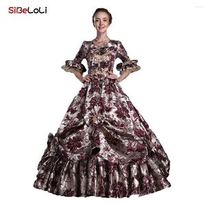 Robes de fête 2024 Arrivées Purple Flower Jacquard Victorian Day Robe Vintage Masquerade Robe de bal Costume de théâtre