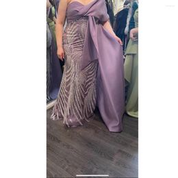 Robes de fête 2024 élégant vestido de gala paillette violette robe de bal sirène avec une sangle à une seule sangle
